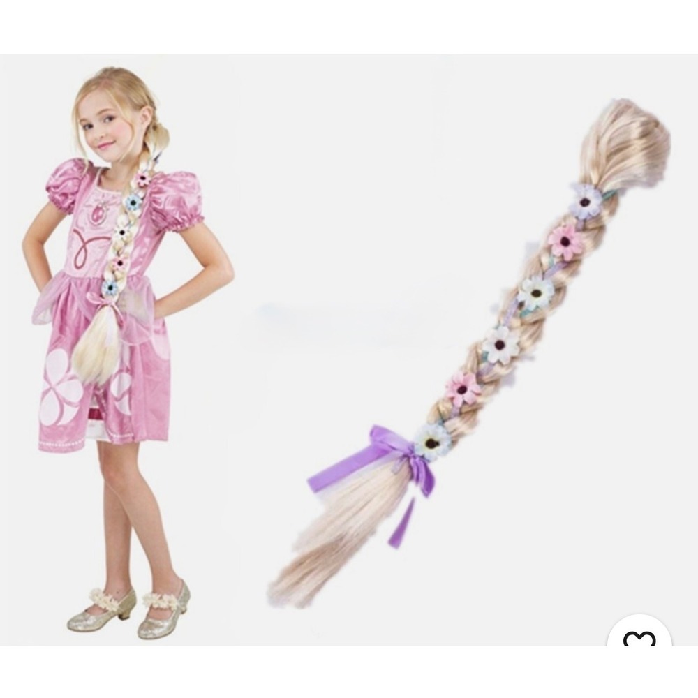 Disney Rapunzel Long Braided Hair Piece Blonde Flower Princess Costume Accessory